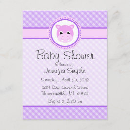 Sweet Baby Hippo Paarse Baby Shower Invitaties Kaart