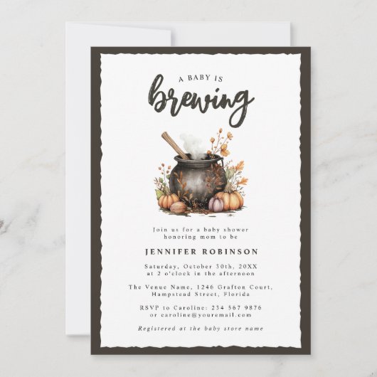 Sweet Baby Is Brewing Halloween Baby Shower Kaart (Voorkant)