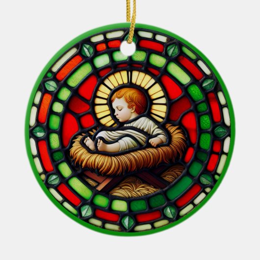 Sweet Baby Jesus Kerstnaam & datum Keramisch Ornament (Voorkant)