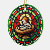 Sweet Baby Jesus Kerstnaam & datum Keramisch Ornament (Links)