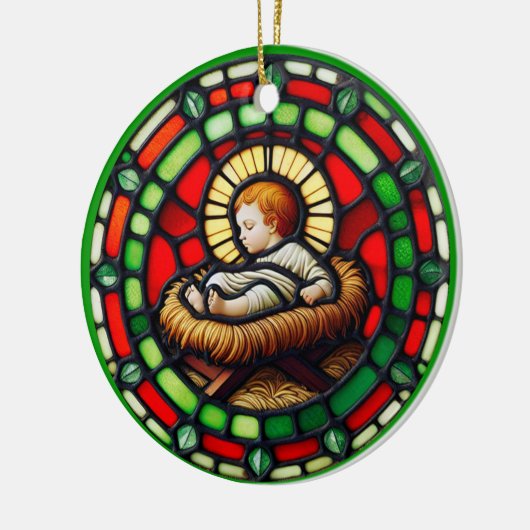 Sweet Baby Jesus Kerstnaam & datum Keramisch Ornament (Links)