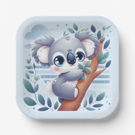 Sweet Baby Koala - Square Paper Plates Papieren Bordje (Voorkant)