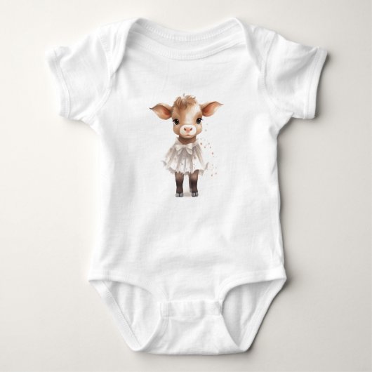 Sweet Baby Koe Kalf in een jurk Romper (Voorkant)