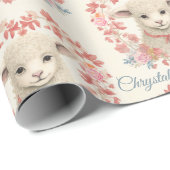 Sweet Baby Lamb Naam toevoegen Spring Cadeaupapier (Rol Hoek)