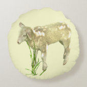 Sweet Baby Lamb op de Gele Ronde Pillow Rond Kussen (Achterkant)