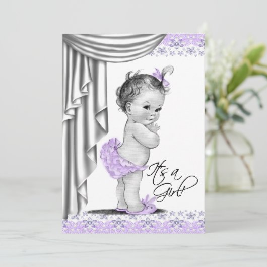 Sweet Baby lavendel en grijs Baby shower Kaart (Staand voorkant)