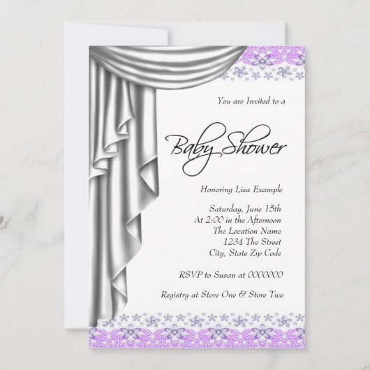 Sweet Baby lavendel en grijs Baby shower Kaart (Achterkant)