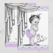 Sweet Baby lavendel en grijs Baby shower Kaart (Voorkant / Achterkant)