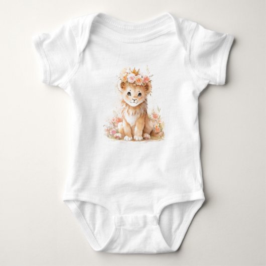 Sweet Baby Lion Lioness Cub met bloemen Romper (Voorkant)