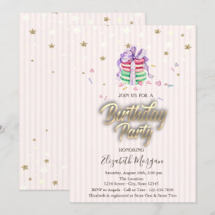 Sweet Baby Macarons Stars Birthday Party Kaart