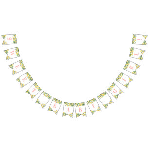 Sweet Baby Meisje Roze Citroenen Citrus Baby showe Vlaggetjes