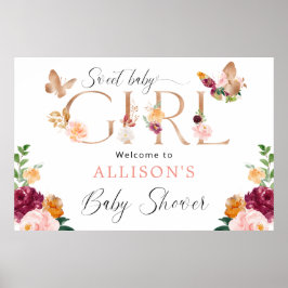 Sweet Baby Meisje vlinder baby shower welkomstbord Poster