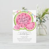 Sweet Baby Meisje Watermeloen Baby shower Invitati Kaart (Staand voorkant)