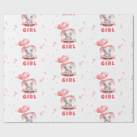 Sweet Baby Olifant Baby shower Cadeaupapier (Vlak)