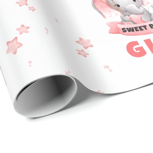 Sweet Baby Olifant Baby shower Cadeaupapier (Rol Hoek)