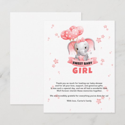 Sweet Baby Olifant Baby shower Informatiekaartje (Voorkant / Achterkant)