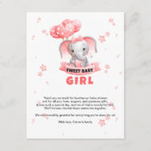 Sweet Baby Olifant Baby shower Informatiekaartje (Voorkant)
