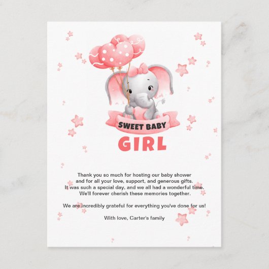 Sweet Baby Olifant Baby shower Informatiekaartje (Voorkant)