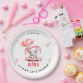 Sweet Baby Olifant Baby shower Papieren Bordje
