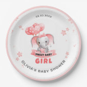Sweet Baby Olifant Baby shower Papieren Bordje (Voorkant)