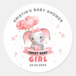 Sweet Baby Olifant Baby shower Ronde Sticker