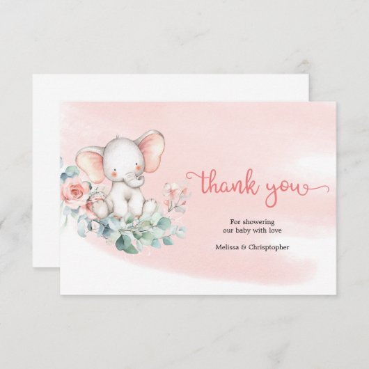 Sweet baby olifant op eucalyptus bedankt informatiekaartje (Voorkant / Achterkant)