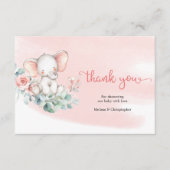 Sweet baby olifant op eucalyptus bedankt informatiekaartje (Voorkant)