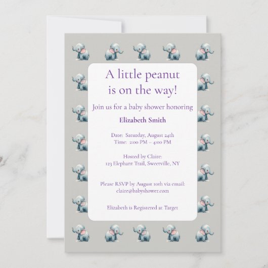 Sweet baby olifanten pasgeboren cadeau baby shower kaart (Voorkant)