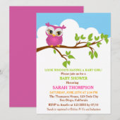 Sweet Baby Owl Baby shower Invitation Kaart (Voorkant / Achterkant)