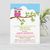 Sweet Baby Owl Baby shower Invitation Kaart (Staand voorkant)