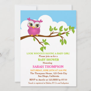 Sweet Baby Owl Baby shower Invitation Kaart