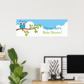 Sweet Baby Owl Boy Baby shower Banner Poster (Thuiskantoor)