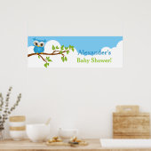 Sweet Baby Owl Boy Baby shower Banner Poster (Keuken)