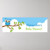 Sweet Baby Owl Boy Baby shower Banner Poster (Voorkant)