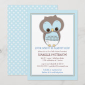 Sweet Baby Owl Boy Whoo Baby shower Invitation Kaart (Voorkant / Achterkant)