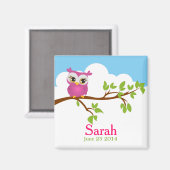 Sweet Baby Owl Girl Baby shower Magnet (Voorkant / Achterkant)