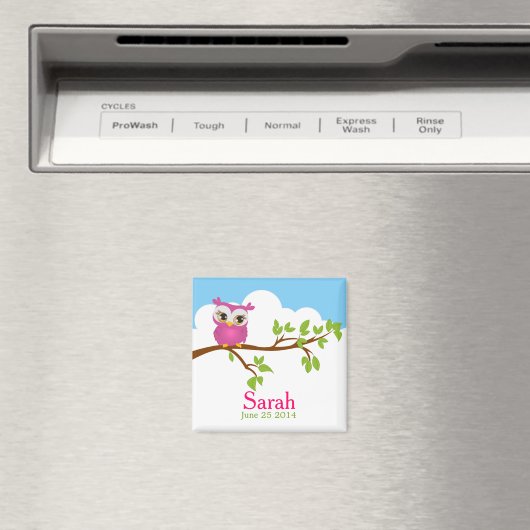 Sweet Baby Owl Girl Baby shower Magnet (Insitu (Vaatwasser))