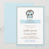 Sweet Baby Owl Het is een Jongen Baby shower Uitno Kaart (Voorkant / Achterkant)