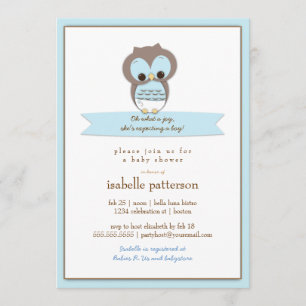 Sweet Baby Owl Het is een Jongen Baby shower Uitno Kaart