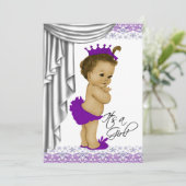 Sweet Baby Paarse and Grey Baby shower Kaart (Staand voorkant)