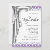 Sweet Baby Paarse and Grey Baby shower Kaart (Achterkant)