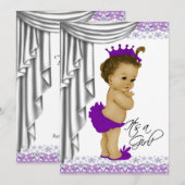 Sweet Baby Paarse and Grey Baby shower Kaart (Voorkant / Achterkant)