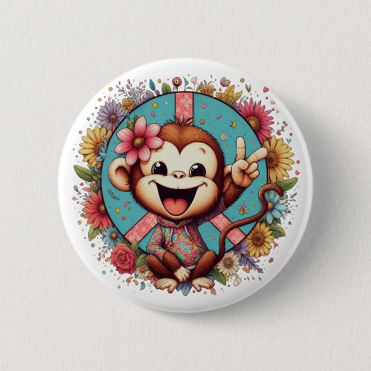 Sweet Baby Peace Monkey Button (Voorkant)