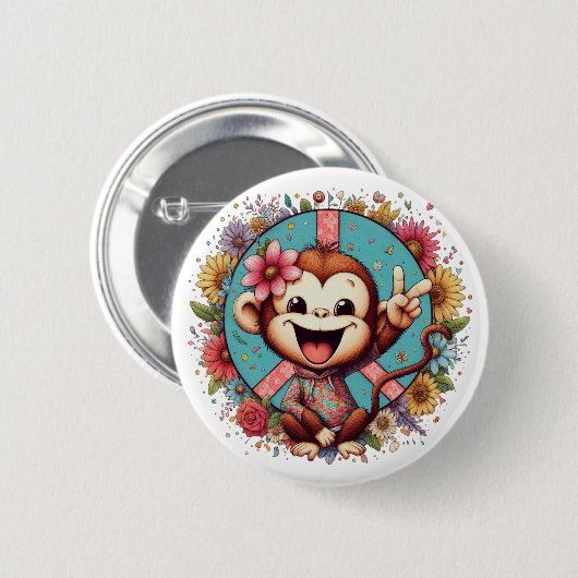 Sweet Baby Peace Monkey Button (Voorkant /achterkant)