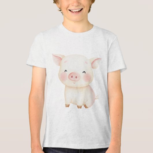 Sweet Baby Pig Illustration  Tri-Blend Shirt (Voorkant)