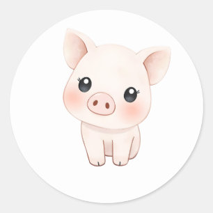 Sweet Baby Piglet Waterverf Art Sticker