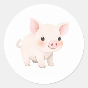 Sweet Baby Piglet Waterverf Art Sticker