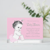 Sweet Baby Pink and Grey Baby shower Kaart (Staand voorkant)