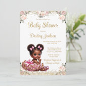 Sweet Baby Pink Tutu Roos Roze Goud Baby shower Kaart (Staand voorkant)