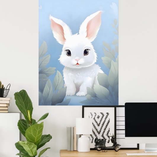 Sweet Baby Rabbit in Natuur Poster (Thuiskantoor)